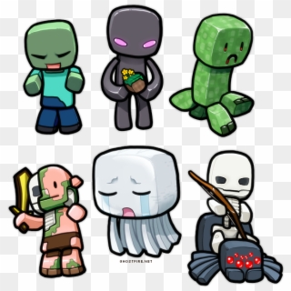 Cute Minecraft Mobs Alt Art Ender Creeper Skel By Meatball737 - Lil Minecraft Monsters, HD Png Download
