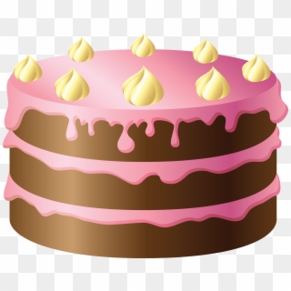 Chocolate Cake With Pink And Yellow Cream Png Clipart - Cake Clipart, Transparent Png