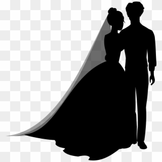 Wedding Couple Silhouettes Png Clip Art - Wedding Couple Silhouette Png, Transparent Png
