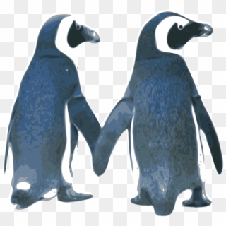 Penguin Holding Hands Bathroom Curtain Wedding Invitation - Penguins In Love Clipart, HD Png Download