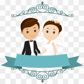 Clipart Hands Marriage - Cartoon Wedding Couple Png, Transparent Png