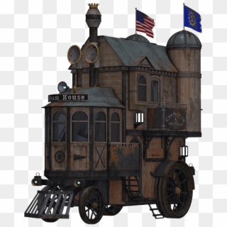 Steampunk Locomotive Side View - Train, HD Png Download