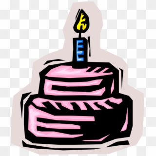 Vector Illustration Of First Birthday Cake With Lit, HD Png Download