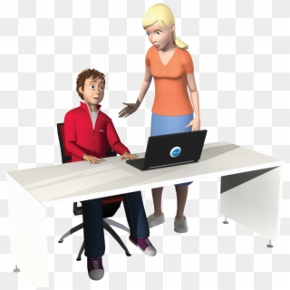 Adult Mentor Assist Child Play Sas On Computer, HD Png Download