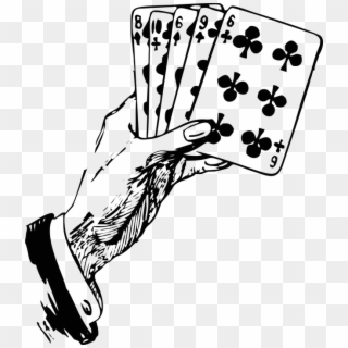 Cards Clipart Hand Holding - Playing Card Black And White, HD Png Download