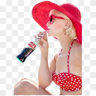Sexy Woman Drinking Coca Cola Drink Png Image - Coca Cola Png Drink, Transparent Png