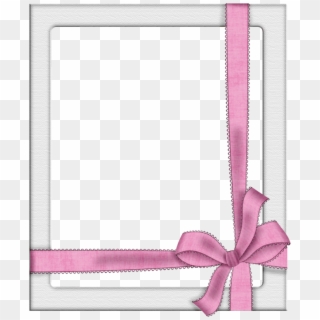 Transparent Silver Frame With Pink Bow - Ribbons Borders And Frames, HD Png Download