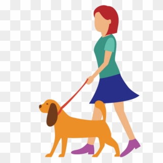 Walk Png Image File - Girl Holding A Dog Cartoon, Transparent Png