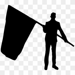 Png File Size - Man Holding Flag Silhouette, Transparent Png