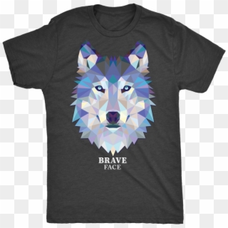 Brave Face Men's T-shirt - Geometric Animal Wolf, HD Png Download