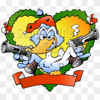 Christmas Fraim Duck Holding Pistols Heart Shaped Wreath - Duck Angry Vector, HD Png Download