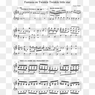 Fantasia On Twinkle Twinkle Little Star Sheet Music - Sheet Music, HD Png Download
