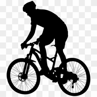 Svg Freeuse Biker Vector Silhouette - Mountain Bike Clipart Black And White, HD Png Download
