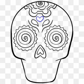 How To Draw A Sugar Skull Step By Step Tutorial Easy - Sugar Skull Drawings Easy, HD Png Download