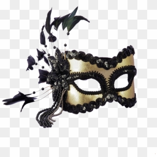 Venetian Mask Png Image Background - Black And Gold Masquerade Mask, Transparent Png
