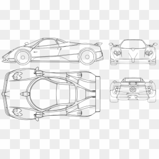 Ferrari Clipart Car Line - Pagani Zonda Blueprints, HD Png Download