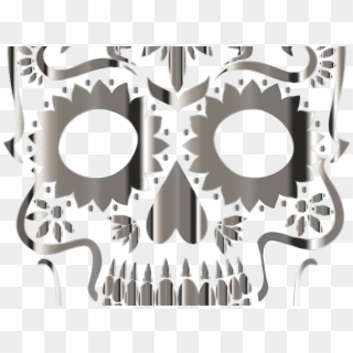 Sugar Skull Clipart Transparent Background - Sugar Skull Black And White Png, Png Download