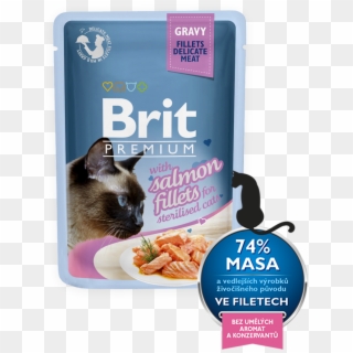 Brit Premium Cat Pouch With Salmon Fillets In Gravy - Cat Food, HD Png Download
