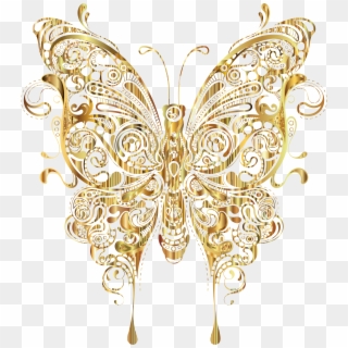 Image Transparent Stock Collection Of Free Golde Butterfly - Transparent Golden Butterfly Clipart, HD Png Download