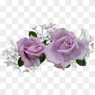 Mauve, Rose, With, White, Flowers - Purple And White Flowers Png, Transparent Png