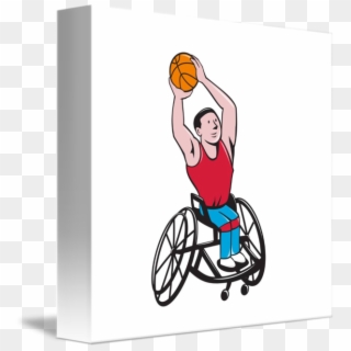Basketball Player Cartoon - Wheelchair Basketball Player Shooting Ball Cartoon, HD Png Download