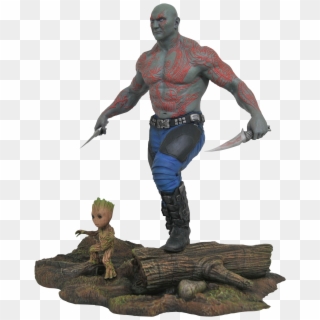 Drax & Groot Marvel Gallery 10” Diorama Statue - Guardians Of The Galaxy Diamond Select, HD Png Download