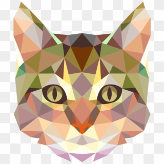 Geometric Cat Face - Cat Polygon, HD Png Download
