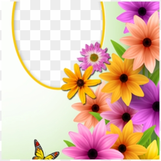 Frame With Spring Flowers And Butterfly - Beautiful Images Of Good Morning Wishes, HD Png Download
