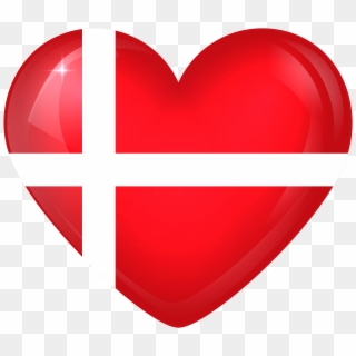 Denmark Large Heart Flag - Danish Flag In A Heart, HD Png Download