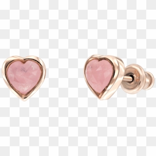 Natural Rose Quartz Heart Shape Stud Earring - Rose Quartz Heart Earring, HD Png Download