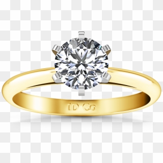 6 Prong Yellow Gold Solitaire Engagement Ring, HD Png Download