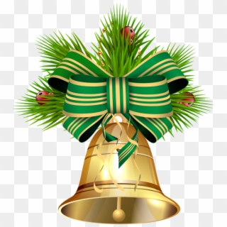 Christmas Bell With Green Ribbon Png Clip Art Image - Green Christmas Ribbon Png, Transparent Png