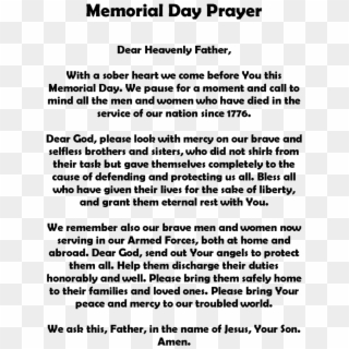 Org/memorial Day Poems/ Memorial Day - Short Remembrance Day Prayer, HD Png Download