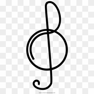 Treble Clef Coloring Page - Line Art, HD Png Download