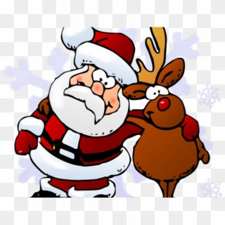 Reindeer Clipart Friend - Santa And Rudolph Cartoon, HD Png Download