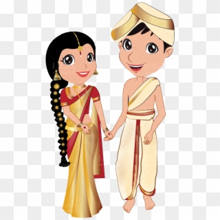 Vector Royalty Free Download Kannada Couple Wedding - Kannada Bride And Groom Cartoon, HD Png Download