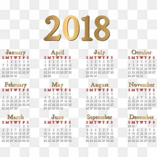 2018 Calendar Transparent Clip Art Image, HD Png Download