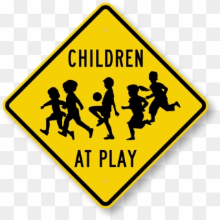 Kids At Play Sign - Yield To Pedestrians And Bikes, HD Png Download
