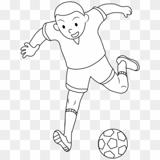 Coloring Page Of Boy Playing Soccer - Clip Art, HD Png Download