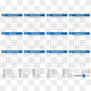 Download 2018 Calendar Png Clipart Background - Current Week Number 2018, Transparent Png