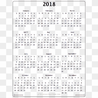 Download 2018 Calendar No Background - Free Printable 2018 Calendar, HD Png Download