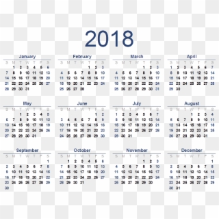 2018 Calendar Png Background - Yearly Calendar 2018 Australia, Transparent Png