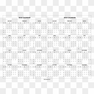 Calendar 2019 Hd With 2018 Hd Png Images - 2018 2019 Monthly Calendar, Transparent Png