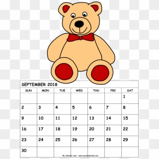 September 2018 Calendar Png - Cartoon Calendar 2017 Printable, Transparent Png