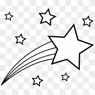 Picture Library Download Shooting Star Outline To Color - Shooting Star Clipart Black And White, HD Png Download
