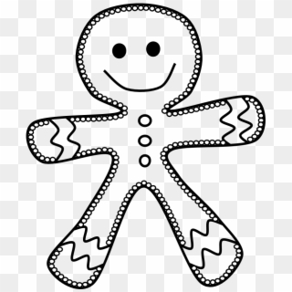 Gingerbread Man, Frosting, Black And White - Line Art, HD Png Download