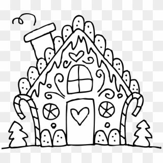 Png Transparent Library Gingerbread House Clipart Black - Christmas Coloring Pages Printable Gingerbread House, Png Download