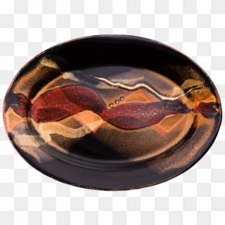 Black Red Brown Oval Handmade Pottery Plate Overhead - Earthenware, HD Png Download