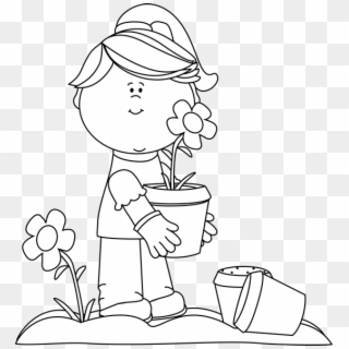 Black And White Library Gardening - Plant Flowers Clipart Black And White, HD Png Download