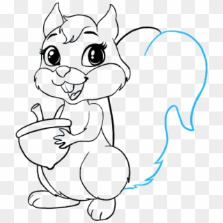 Drawn Squirrel Body - Cartoon Characters Line Drawing, HD Png Download